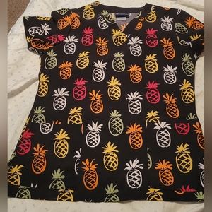 Sanibel Scrubs pineapple scrub top